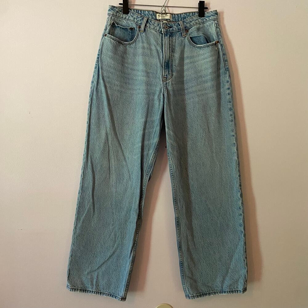 Abercrombie & Fitch The Loose High Rise Jeans Curve Love Light Wide Leg size 12